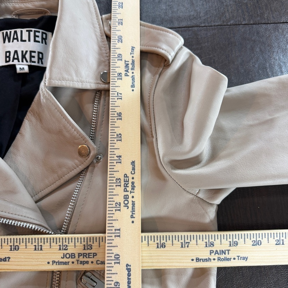 Walter Baker Cream Leather Moto Jacket Sz M - Picture 13 of 13